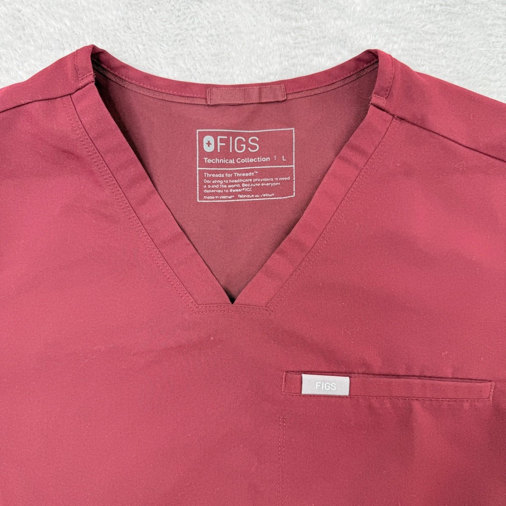 FIGS Maternity Technical Scrub Set Size XL / L Burgundy Jogger V-Neck Medical - Picture 11 of 16